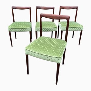 Green Upholstered Rosewood Chairs, Set of 4