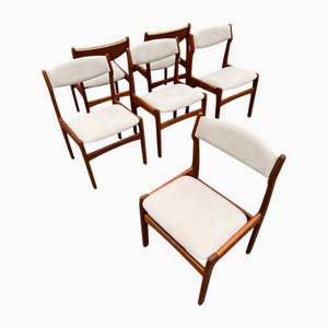 Beige Cord Upholstered Teak Chairs by Erik Buch, Set of 6
