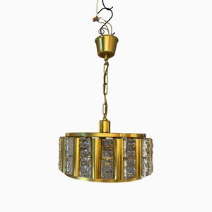 Brass and Glass Hanging Lamp by Carl Fagerlund for Orrefors