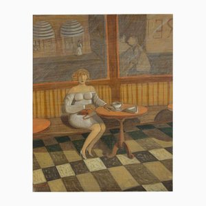 Alberto Gallerati, In the Pastry Shop, Oil on Canvas, 1970s