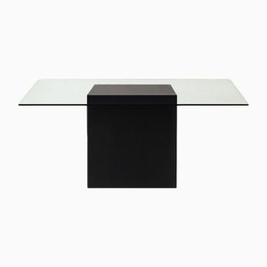 Aire Dining Table in Glass and Black Lacquer by Moanne