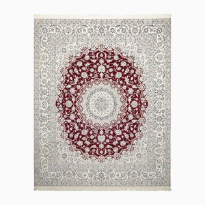 Middle Eastern Hand-Knotted Nain Rug with Floral Pattern