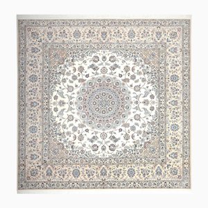 Middle Eastern Hand-Knotted Nain Rug with Floral Pattern