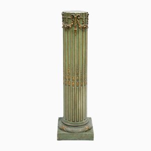 Louis XVI Style Pedestal Column in Olive Green