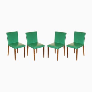 Rolex Boutique Chairs in Green Leather, Set of 4