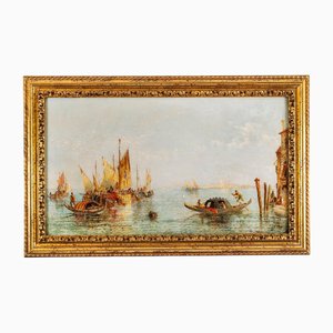 Jane Vivian, Die Lagune, Venedig, 19. Jh., Öl auf Leinwand, Gerahmt