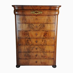 Antique Biedermeier Chest of Drawers in Mahogany with Maple, 1830