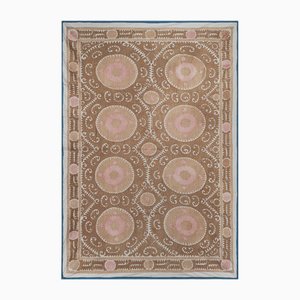 Großer Suzani Wandbehang in Blush Pink und Camel Brown