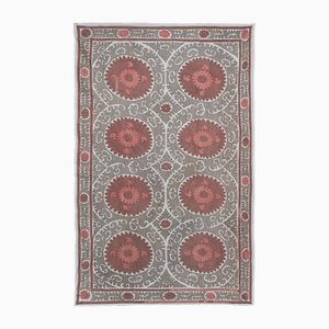 Large Bohemian Hand Embroidered Suzani in Terracotta Brown