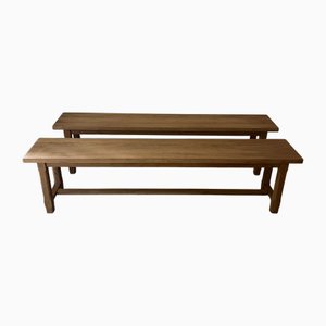 Bancs en Chêne Brut, Set de 2