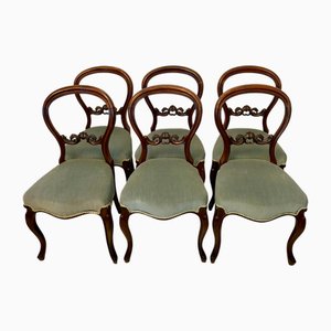 Antique Victorian Carved Mahogany Dining Chairs, 1860, Set of 6