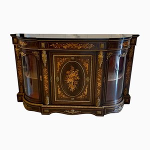 Antique Victorian Ebonised and Inlaid Floral Marquetry Sideboard, 1860