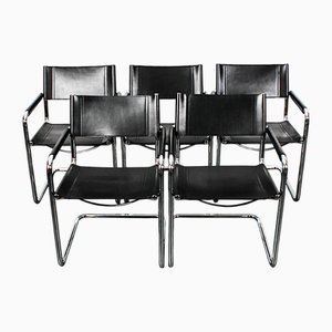 Chaises Cantilever en Cuir Saddle par Matteo Grassi, 1980s, Set de 6