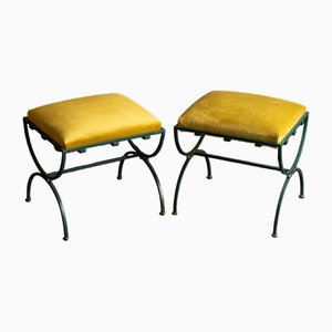 Poufs aus Eisen & Samt, 1960er, 2er Set