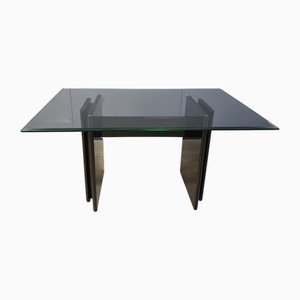 Vintage Lacquered Wooden and Glass Dining Table, 1970s