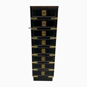 Black Wood Cabinet with Eight Small Drawers