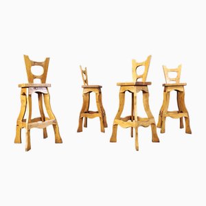 Vintage Brutalist Bar Stools, 1960s, Set of 4