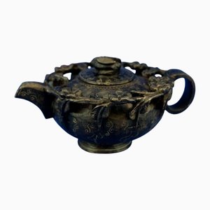 Tetera de piedra dura similar a jade de jadeíta negra