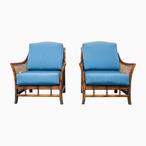 Vienna Straw and Fabric Armchairs, 1960s, Set of 2