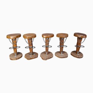 Vintage Brutalist Bar Stools, 1960s, Set of 5
