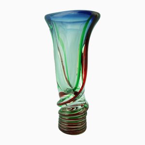 Vintage Murano Sommerso Blown Glass Vase by Flavio Poli, 1940s