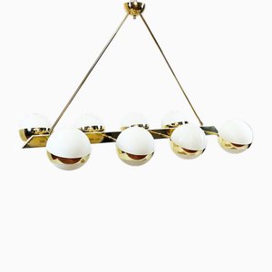 Vintage Brass and Glass Pendant Lamp