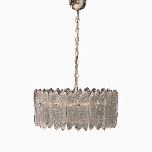 Vintage Swedish Ice Sculpted Crystal Glass Pendant by Carl Fagerlund for Orrefors, 1960