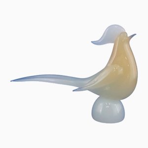 20th Century Blown Murano Opaline Glass Rooster Sculpture by Archimede Seguso, Italy