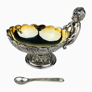 Versilberter Kaviar Server mit Löffel von Royal Family Sheffield, Italien, 1990er, 2er Set