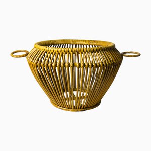 Vintage Rattan Basket, Italy, 1960s