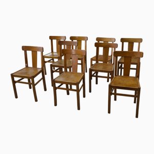 Sedie da bistrò vintage in faggio, anni '50, set di 10