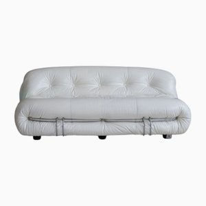 Soriana Sofa in White Leather by Afra & Tobia Scarpa for Cassina, 1970