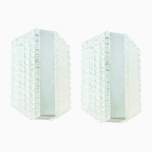 Mid-Century Glass & Chrome Wall Sconces from Kaiser Leuchten, Germany, 1960s, Set of 2