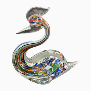 Sculpture Canard de Murano avec Murrine Colorée en Verre Soufflé