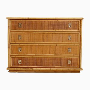 Commode à Tiroirs Vintage en Bambou et Osier par Dal Vera, Italie, 1960s