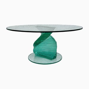 Helix Spiral Sculptural Glass Coffee Table in the style of Danny Lane, 1980s