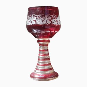 Bohemian Ruby Red Crystal Footed Vase