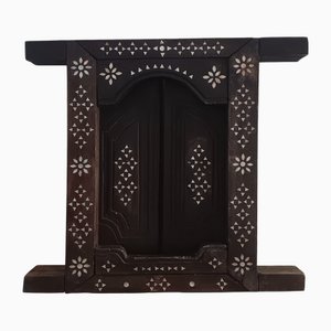 Antikes Jharokha-Wanddekor-Fenster aus Holz