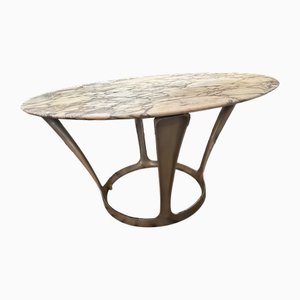 Marble and Cast Aluminum Table by Michèle Charron, 1970