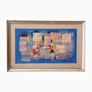 Khaled Al-Rahal, Scena del Medioevo, 1970, Olio su tela