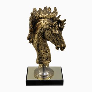 Pferdestatue, 1950er, Bronze mit Harzsockel