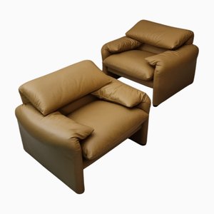 Fauteuils Maralunga par Vico Magistretti pour Cassina, 1973, Set de 2