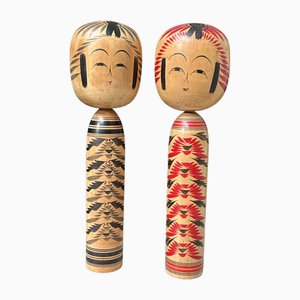 Large Dentō Kokeshi, Tōgatta-Kei, Japan, 1980s, Set of 2