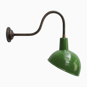 Lampada da parete vintage industriale smaltata verde, Francia