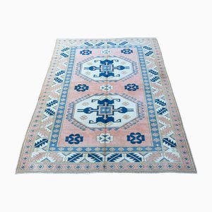 Tappeto vintage in lana rosa annodato a mano, Turchia