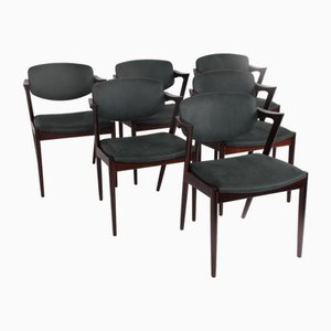 Sedie Kk42 in palissandro di Kai Kristiansen per Schou Andersen, anni '60, set di 6
