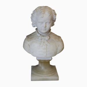 18th Century Bust of a Young Boy in Alabaster