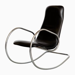 Sedia a dondolo S826 vintage cromata di Ulrich Böhme per Thonet, anni '70