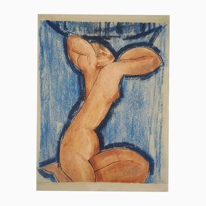 Amedeo Modigliani, Blue Caryatid 1, Lithograph and Stencil on Arches Paper, 1960