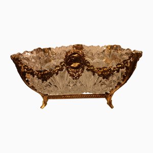 Crystal and Brass Centerpiece Vase